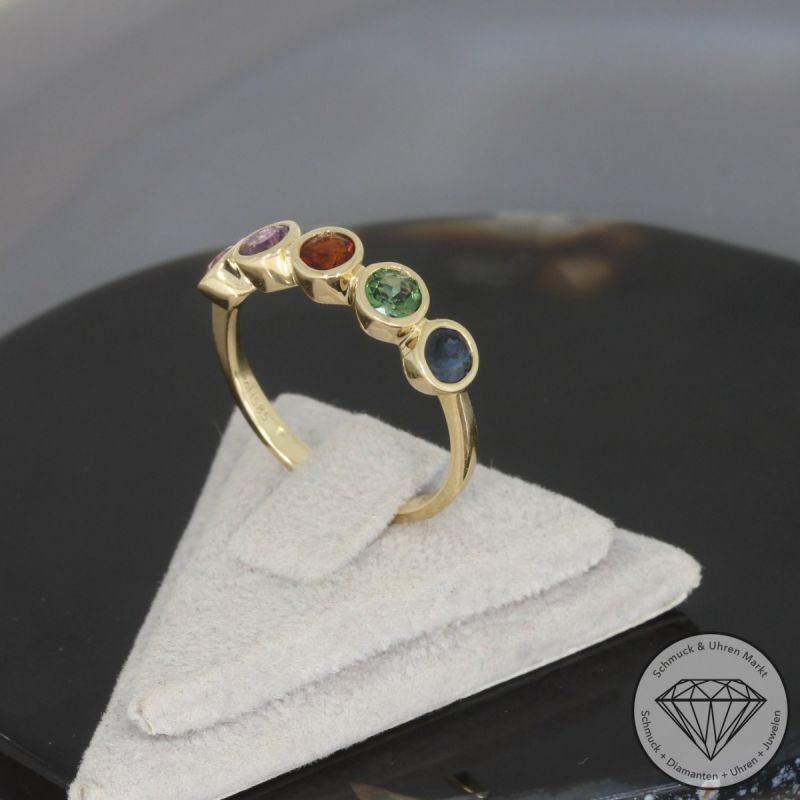 Wert 1690 € Farbedelstein Ring in 585er 14 K Gelbgold - 100330