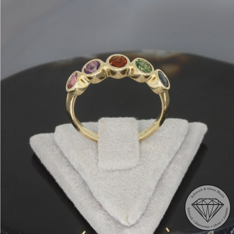 Wert 1690 € Farbedelstein Ring in 585er 14 K Gelbgold - 100330