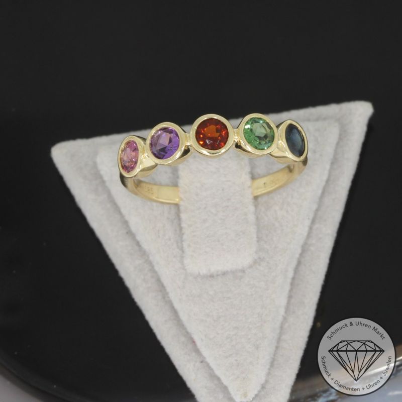 Wert 1690 € Farbedelstein Ring in 585er 14 K Gelbgold - 100330