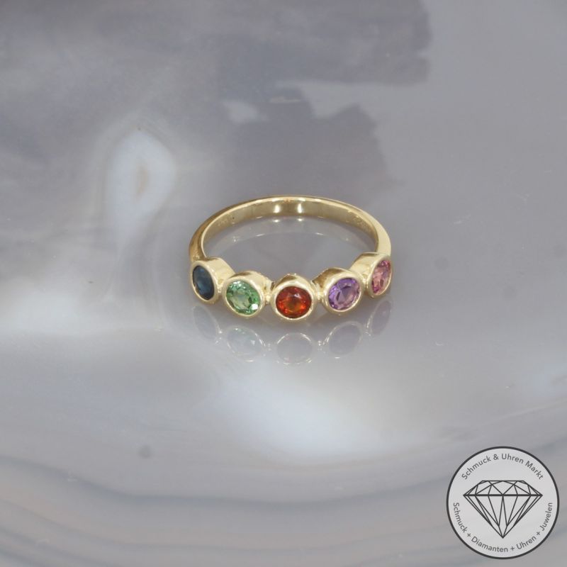 Wert 1690 € Farbedelstein Ring in 585er 14 K Gelbgold - 100330