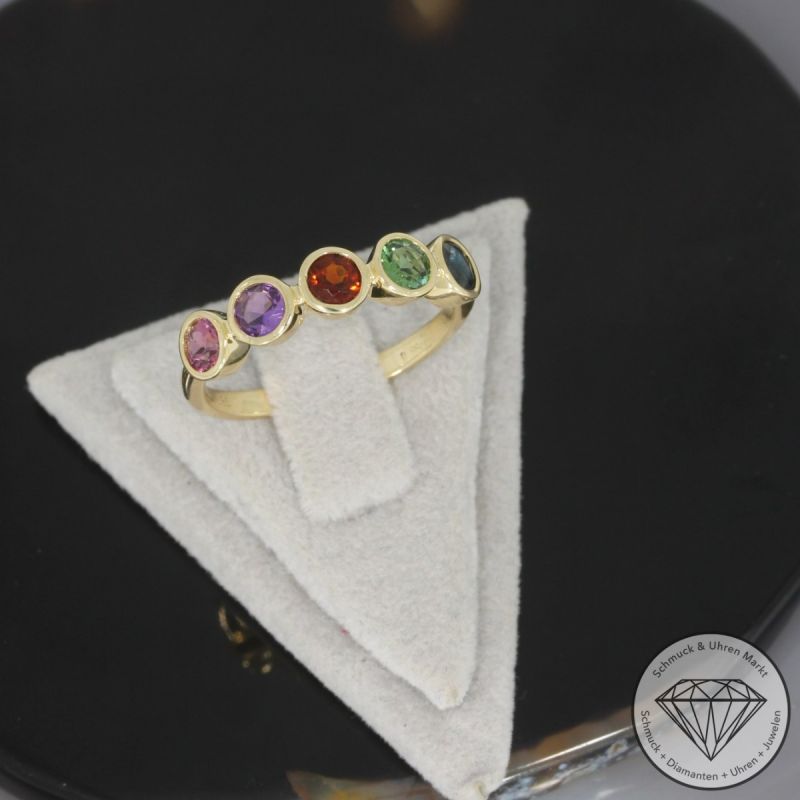 Wert 1690 € Farbedelstein Ring in 585er 14 K Gelbgold - 100330