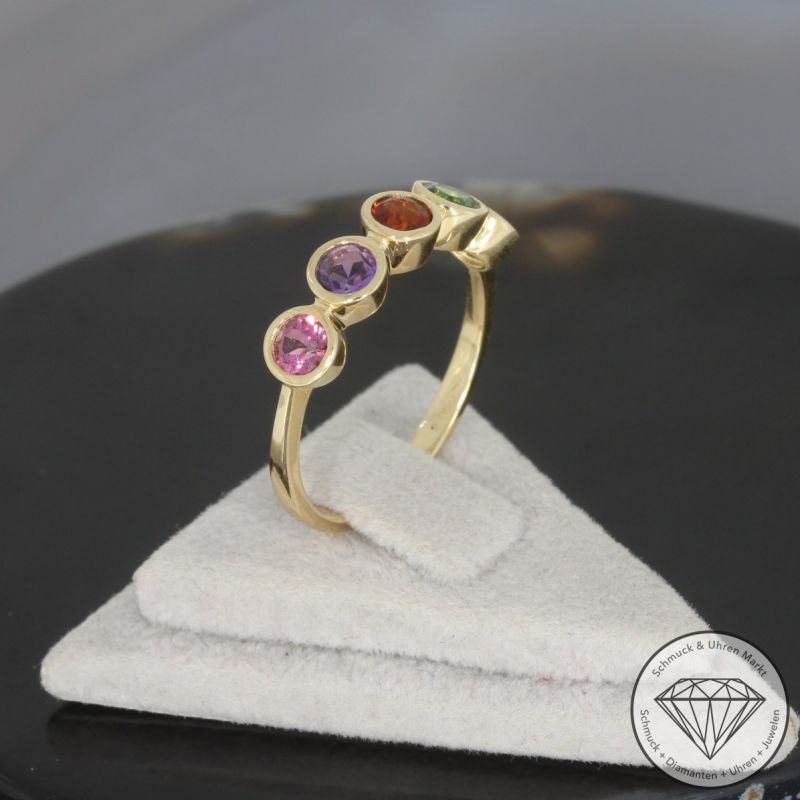 Wert 1690 € Farbedelstein Ring in 585er 14 K Gelbgold - 100330