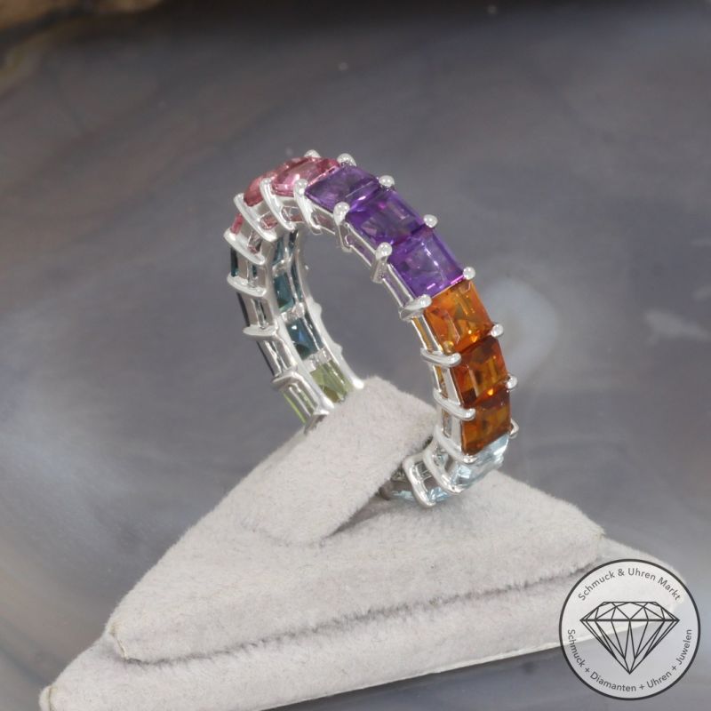 Wert 2790 € Farbedelstein Ring in 585er 14 K Weißgold - 100331