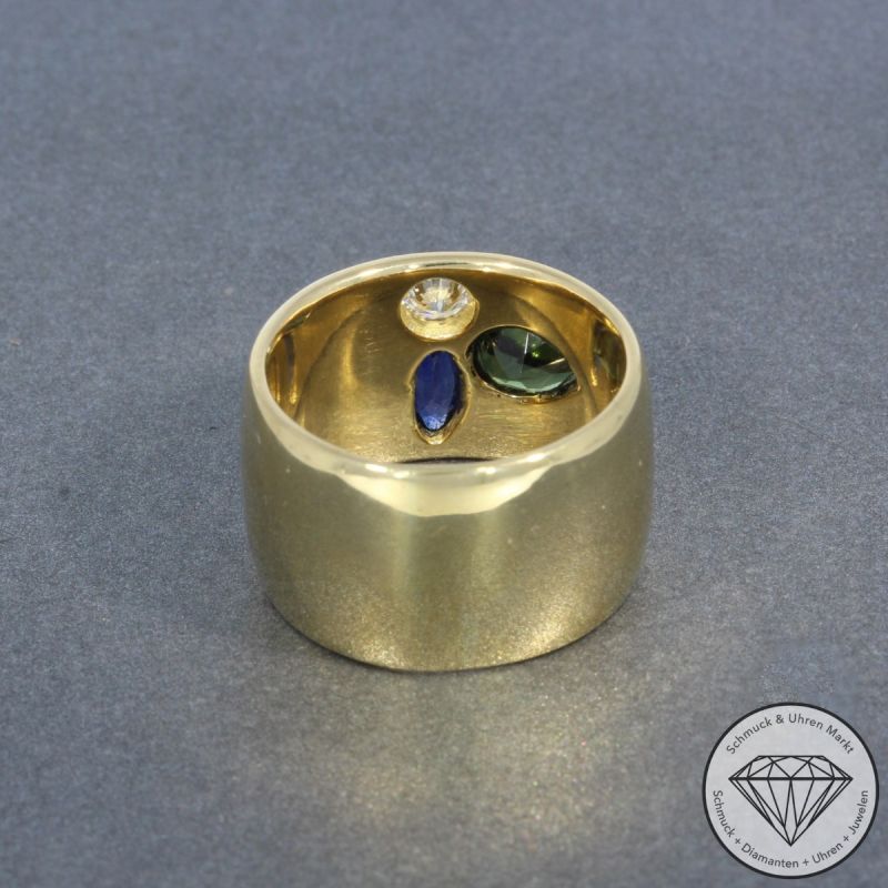 Wert 3900 € Brillant Saphir Turmalin Ring in 585er 14 K Gelbgold - 100346