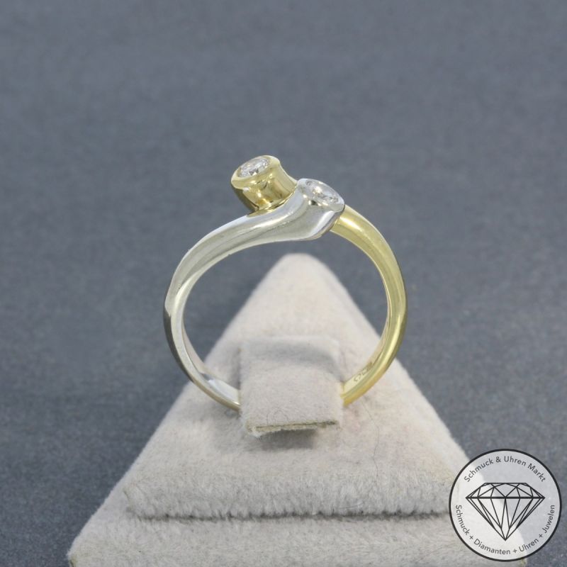 Wert 1500 € Bicolor Brillant Ring (ca. 0,20 carat) in 750er 18 K Gold - 100350