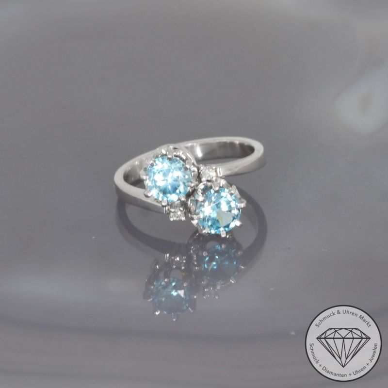 Wert 950 € Diamant Topas Ring in 585er 14 K Weißgold - 100367