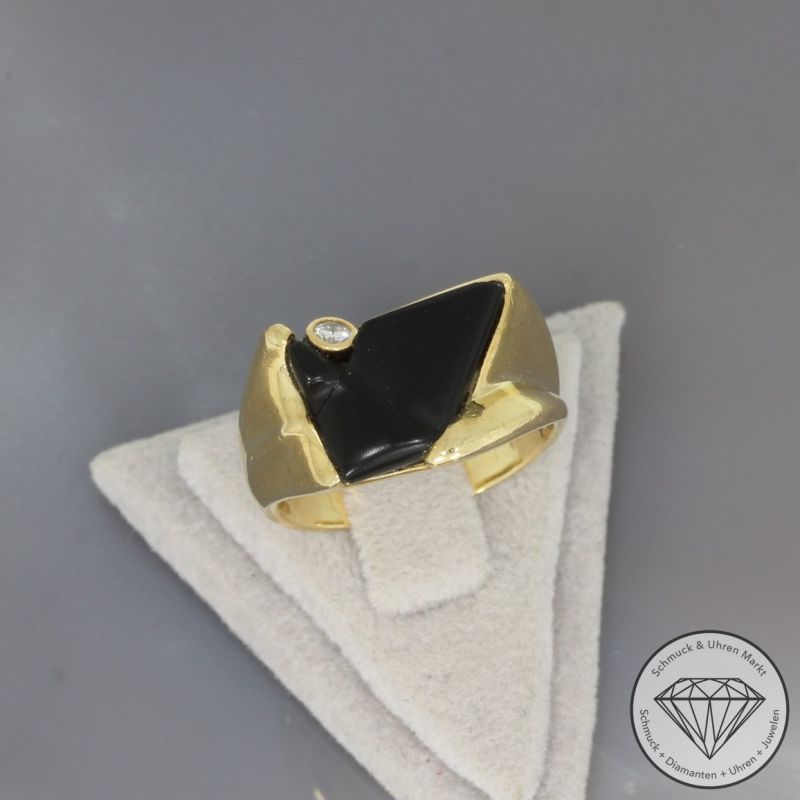Wert 2900 € BELTING Brillant Onyx Ring in 750er 18 K Gelbgold - 100378
