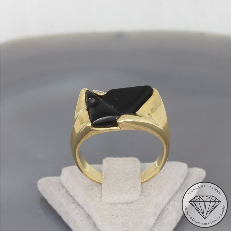 Wert 2900 € BELTING Brillant Onyx Ring in 750er 18 K Gelbgold - 100378