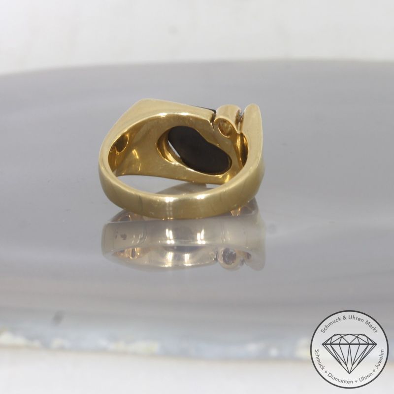 Wert 2900 € BELTING Brillant Onyx Ring in 750er 18 K Gelbgold - 100378
