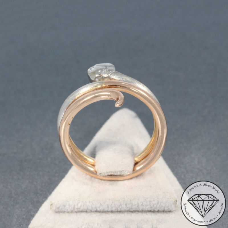 Wert 1690 € Bicolor Brillant Ring Schlange in 585er 14 K Gold - 100380