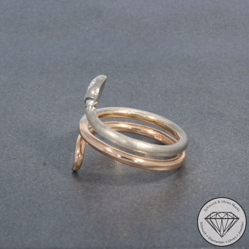 Wert 1690 € Bicolor Brillant Ring Schlange in 585er 14 K Gold - 100380