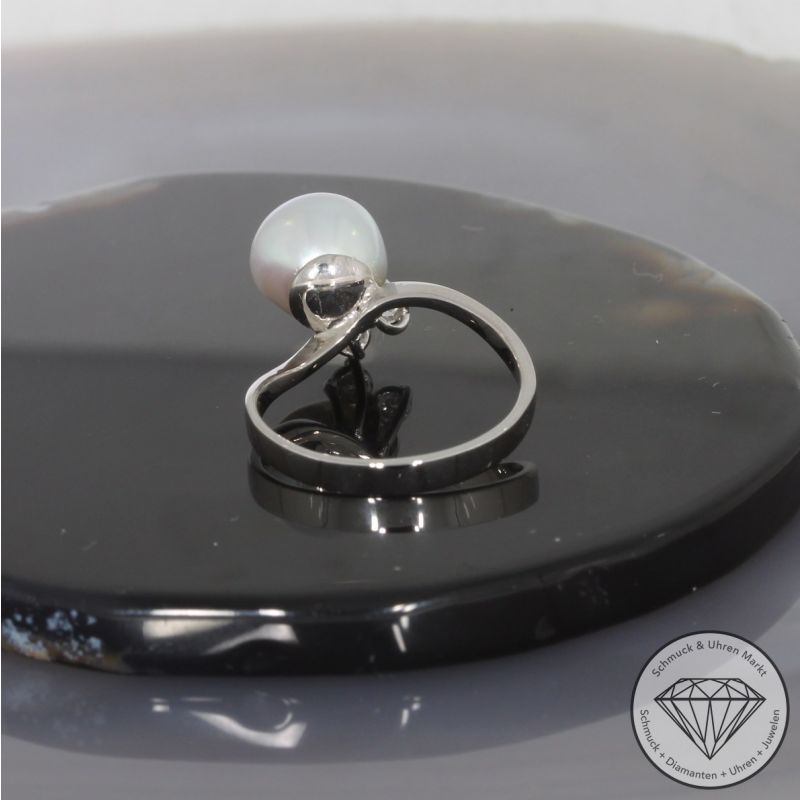 Wert 990 € Brillant Perl Ring in 585er 14 K Weißgold - 100390