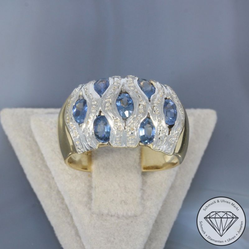 Wert 1350 € Bicolor Saphir Ring in 585er 14 K Gold - 100391