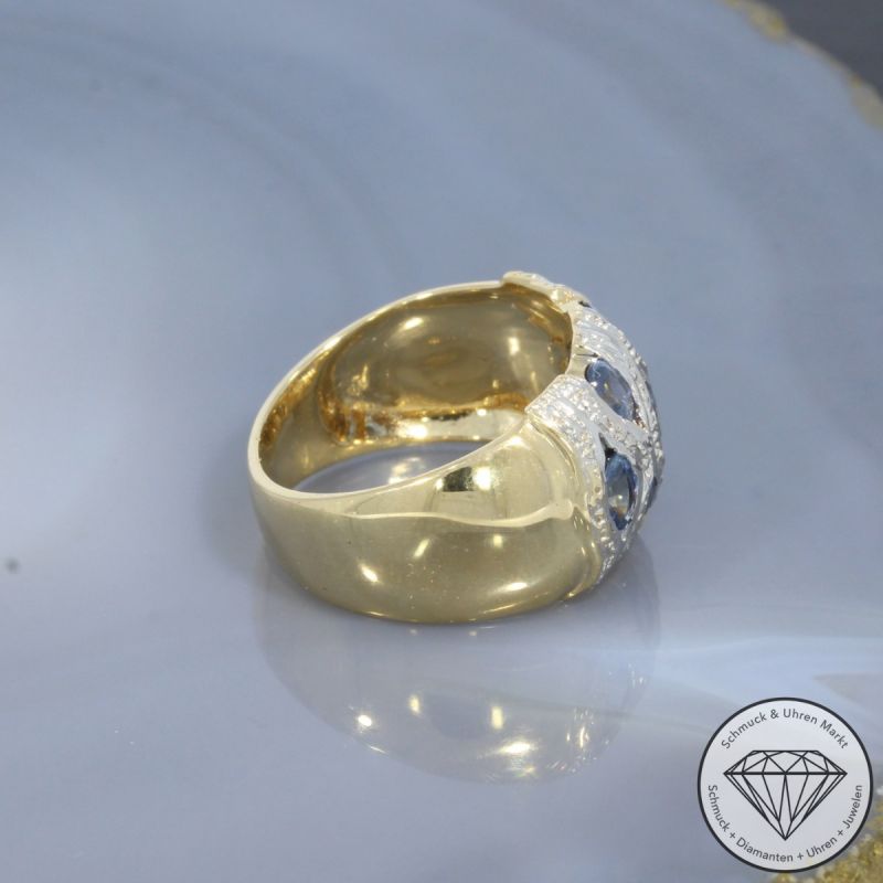 Wert 1350 € Bicolor Saphir Ring in 585er 14 K Gold - 100391