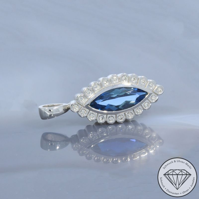 Wert 4500 € Brillant Santa-Maria-Aquamarin Anhänger in 750er 18 K Weißgold - 100392