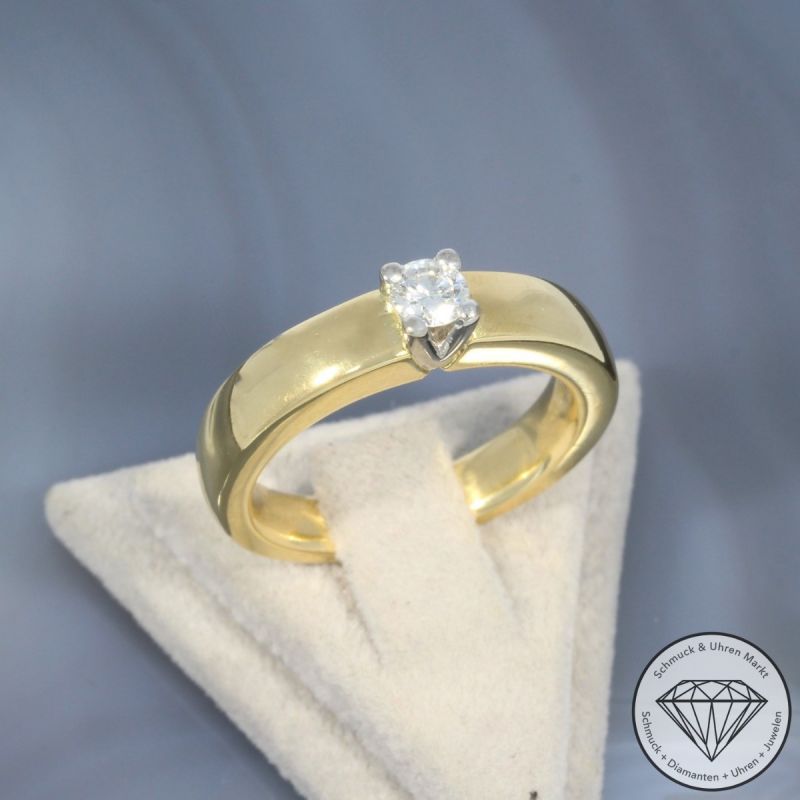 Wert 4150 € Solitär Brillant Ring (ca. 0,28 carat) in 750er 18 K Gelbgold - 100395