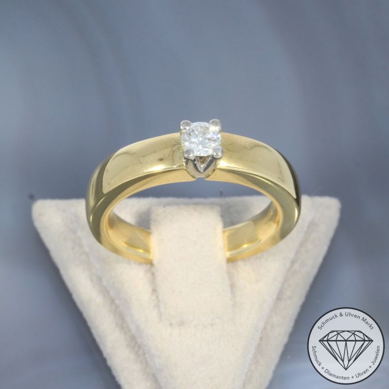 Wert 4150 € Solitär Brillant Ring (ca. 0,28 carat) in 750er 18 K Gelbgold - 100395