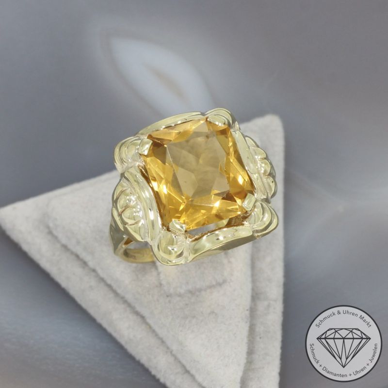 Wert 690 € Citrin Ring in 333er 8 K Gelbgold - 100400