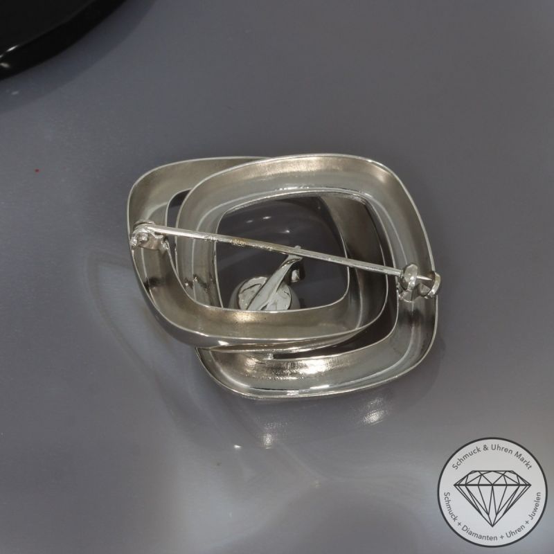 Wert 1250 € Brillant Perl Brosche in 585er 14 K Weißgold - 100411