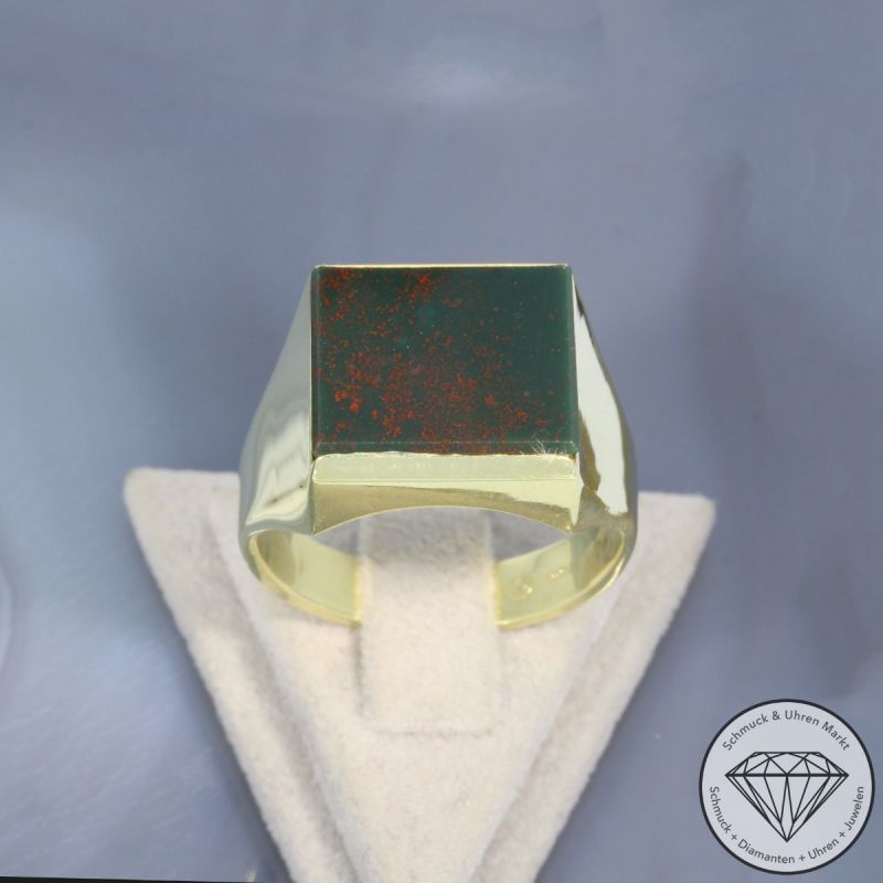 Wert 2050 € Heliotrop Ring in 585er 14 K Gelbgold - 100420