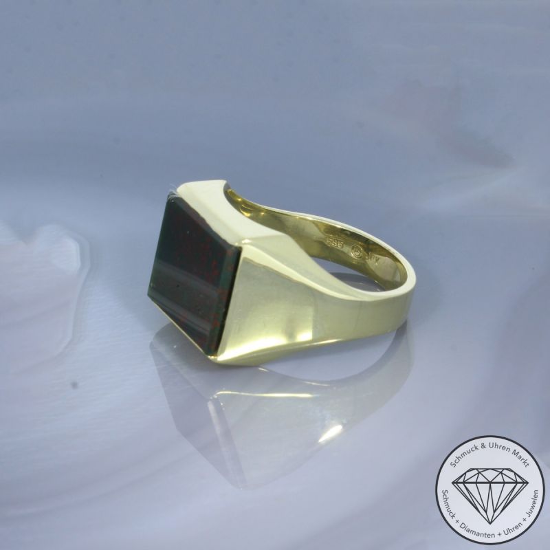 Wert 2050 € Heliotrop Ring in 585er 14 K Gelbgold - 100420
