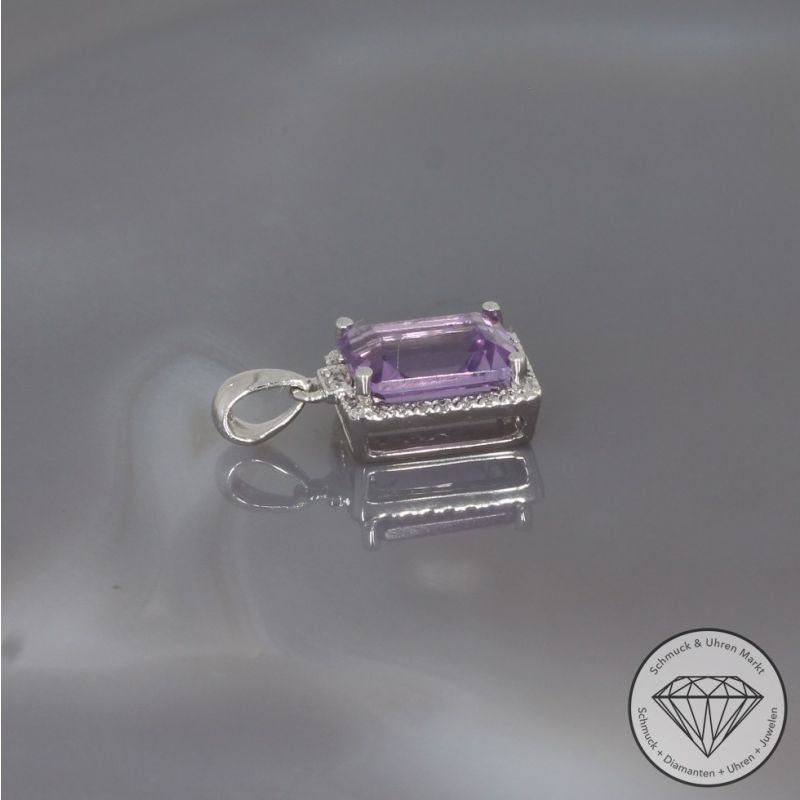 Wert 1190 € Brillant Amethyst Anhänger in 585er 18 K Weißgold - H1782
