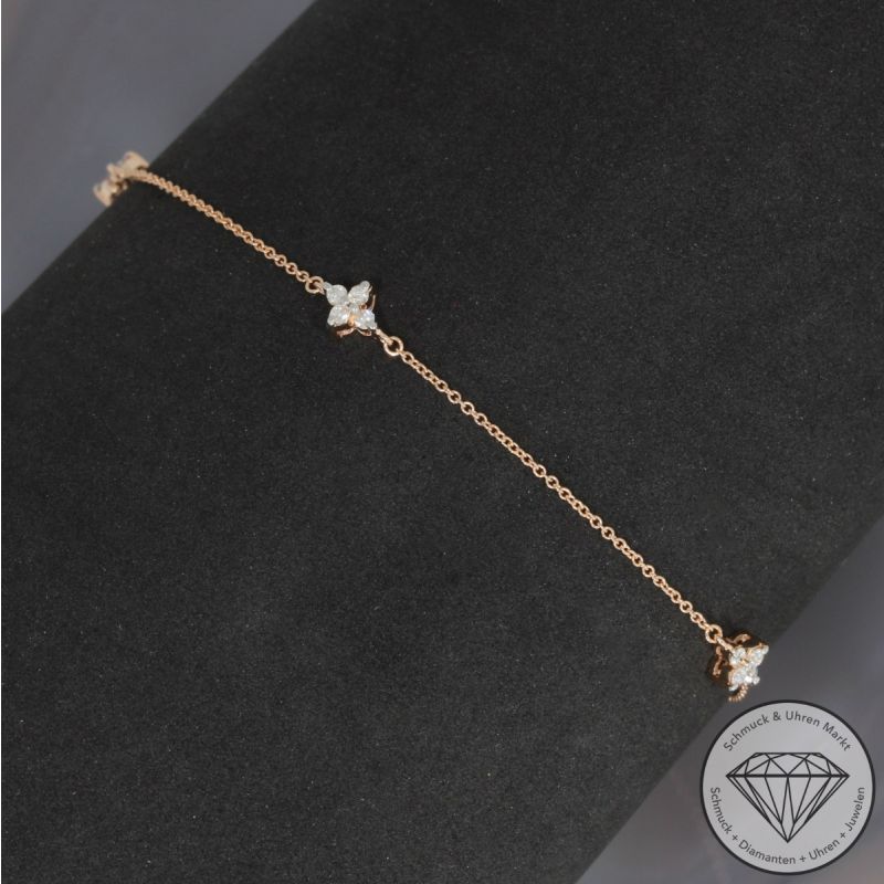 Wert 1250 € Brillant Armband (0,19 carat) in 585er 14 K Rosegold - H1777