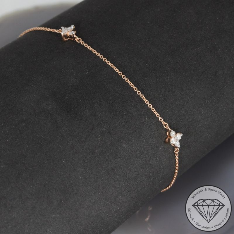 Wert 1250 € Brillant Armband (0,19 carat) in 585er 14 K Rosegold - H1777