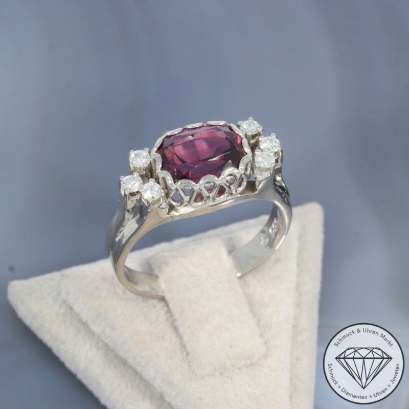 Wert 1600 € Brillant Turmalin Ring in 585er 14 K Weißgold - 100477