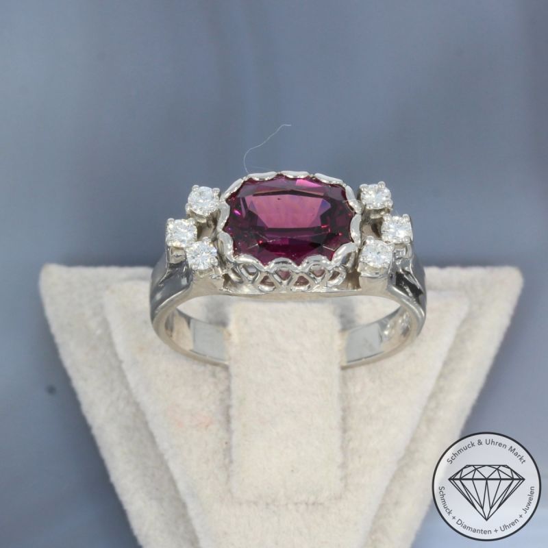 Wert 1600 € Brillant Turmalin Ring in 585er 14 K Weißgold - 100477