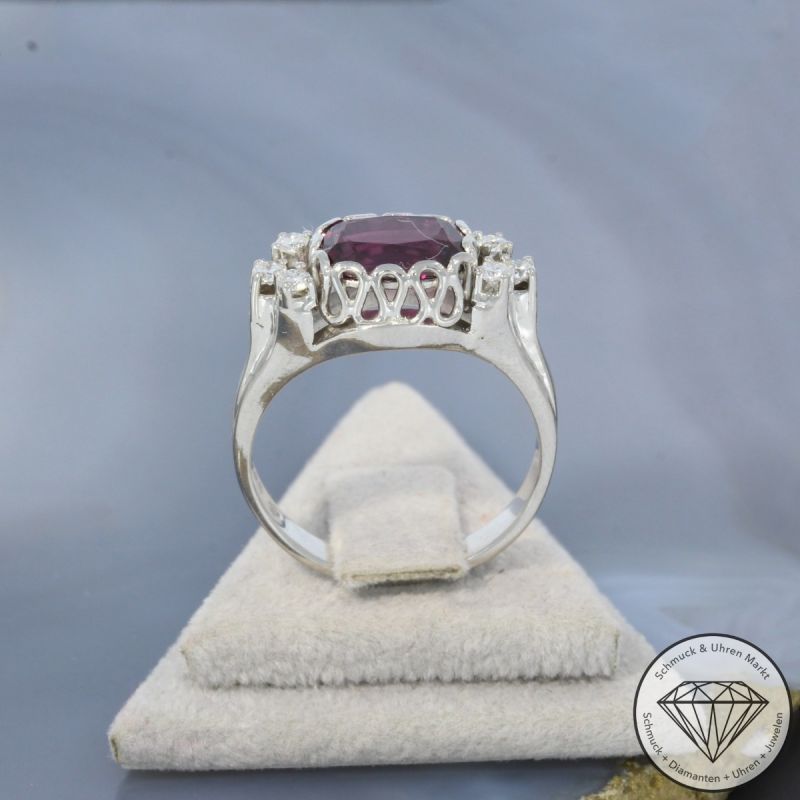 Wert 1600 € Brillant Turmalin Ring in 585er 14 K Weißgold - 100477