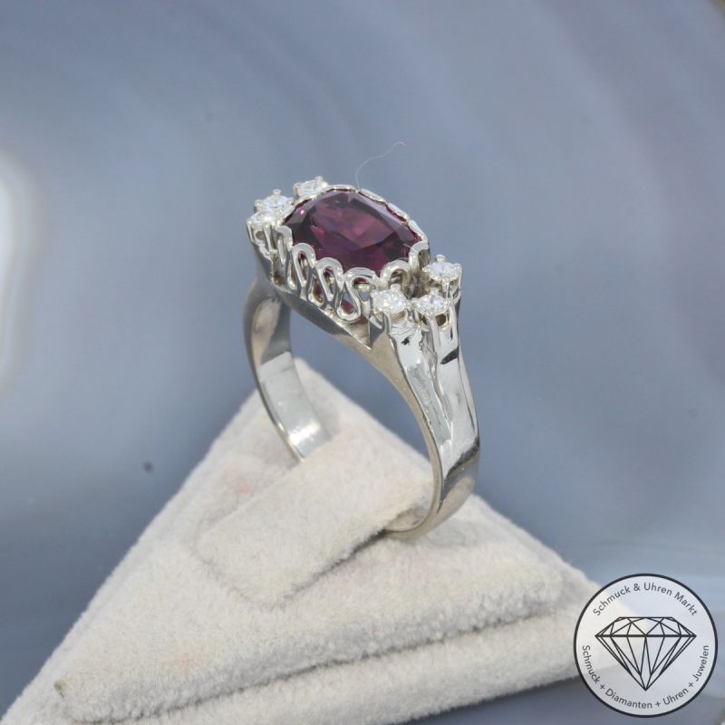 Wert 1600 € Brillant Turmalin Ring in 585er 14 K Weißgold - 100477