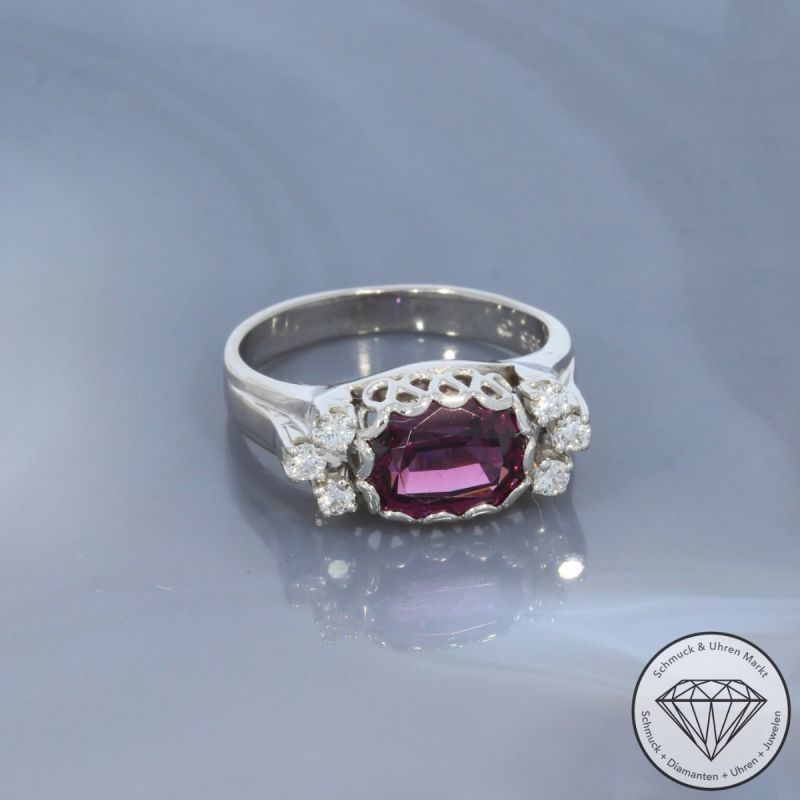 Wert 1600 € Brillant Turmalin Ring in 585er 14 K Weißgold - 100477