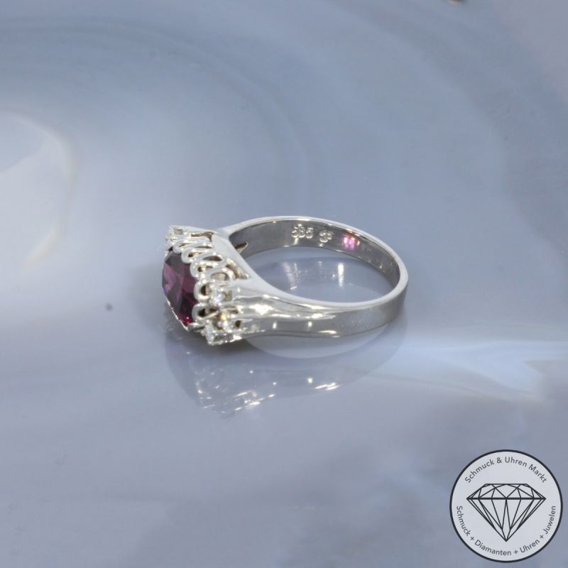 Wert 1600 € Brillant Turmalin Ring in 585er 14 K Weißgold - 100477