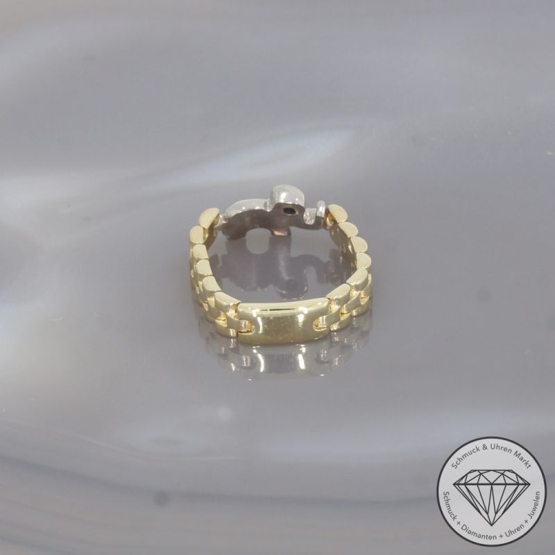 Wert 750 € Bicolor Solitär Brillant Ring Elefant in 585er 14 K Gold - 100480