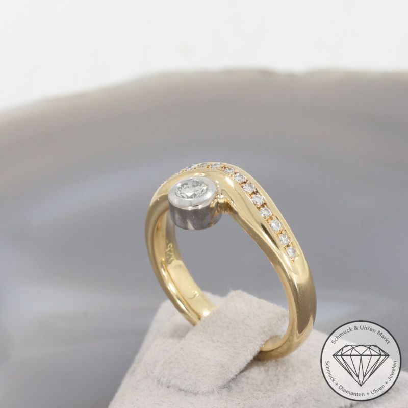 Wert 2690 € Brillant Ring 750er/18 Karat Gelb Gold Größe 53 – 100490