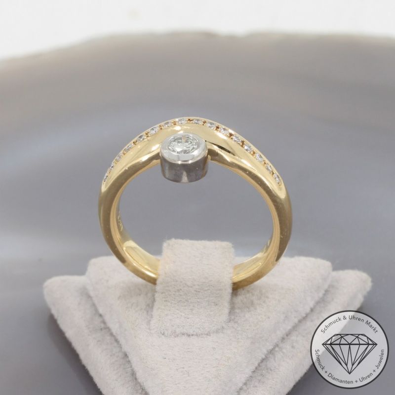 Wert 2690 € Brillant Ring 750er/18 Karat Gelb Gold Größe 53 – 100490