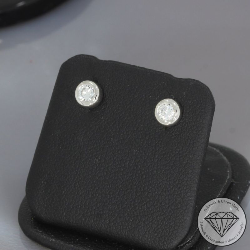 Wert 1390 € Solitär Brillant Ohrringe (ca. 0,30 carat) in 585er 14 K Weißgold - 100508