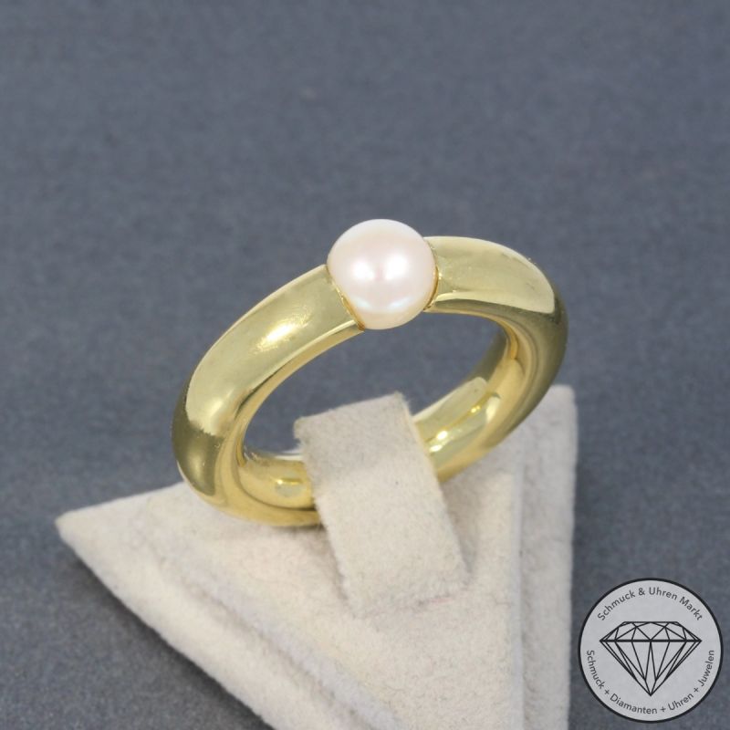 Wert 4490 € Perl Ring in 750er 18 K Gelbgold - 100518