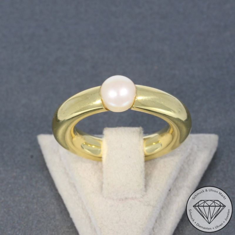 Wert 4490 € Perl Ring in 750er 18 K Gelbgold - 100518