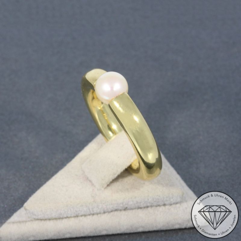 Wert 4490 € Perl Ring in 750er 18 K Gelbgold - 100518
