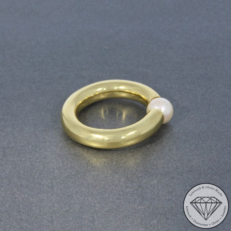 Wert 4490 € Perl Ring in 750er 18 K Gelbgold - 100518