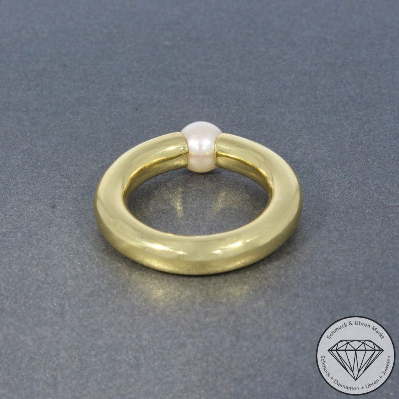 Wert 4490 € Perl Ring in 750er 18 K Gelbgold - 100518