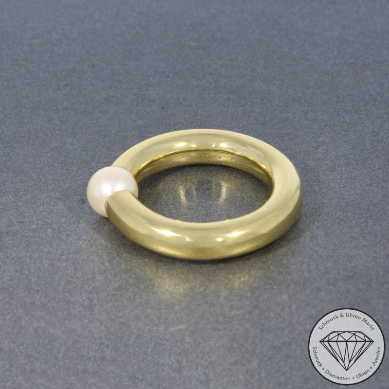 Wert 4490 € Perl Ring in 750er 18 K Gelbgold - 100518