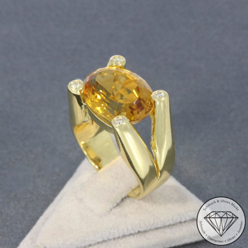 Wert 3500 € Brillant Citrin Ring in 750er 18 K Gelbgold - 100519