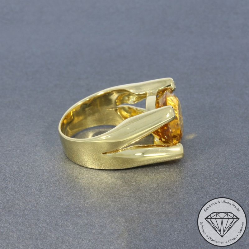 Wert 3500 € Brillant Citrin Ring in 750er 18 K Gelbgold - 100519