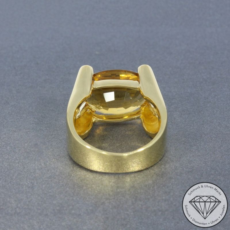 Wert 3500 € Brillant Citrin Ring in 750er 18 K Gelbgold - 100519