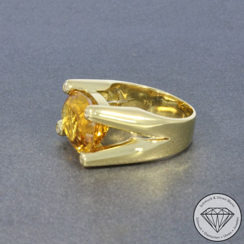 Wert 3500 € Brillant Citrin Ring in 750er 18 K Gelbgold - 100519