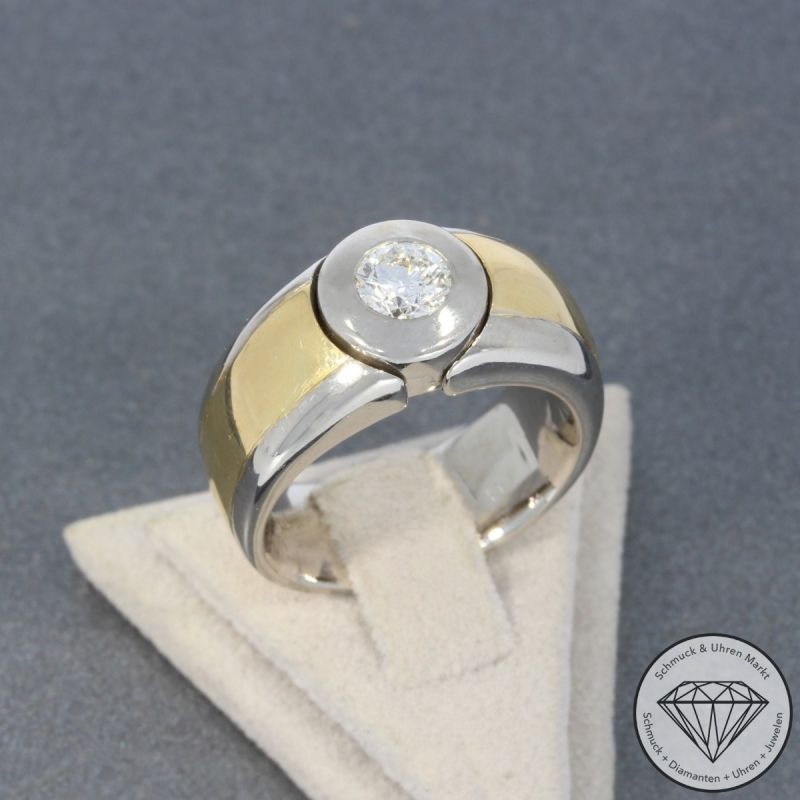 Wert 7990 € Bicolor Solitär Brillant Ring (ca. 0,60 carat) in 750er 18 K Gold - 100520