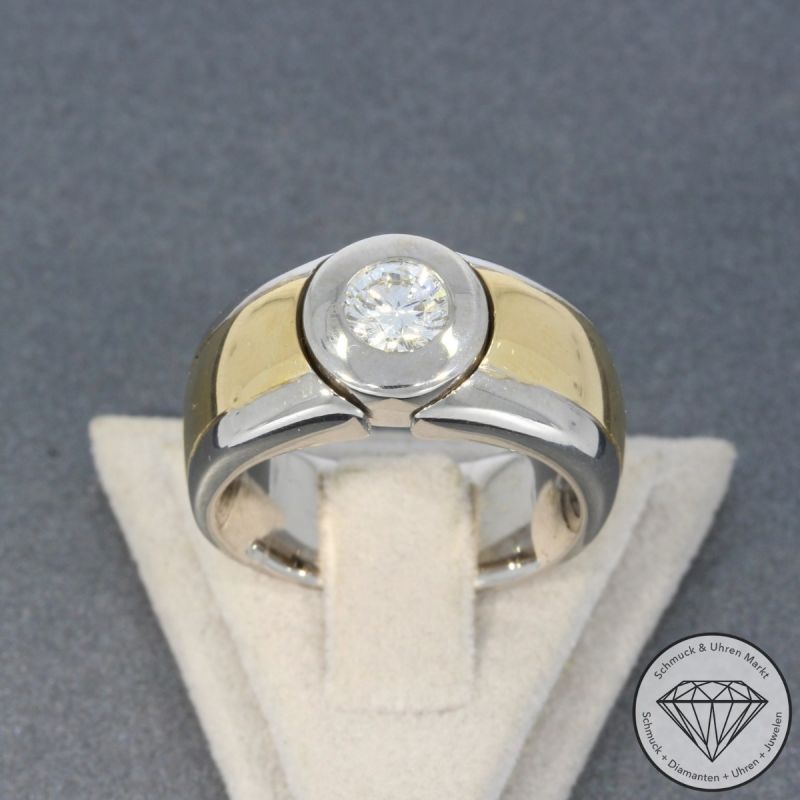 Wert 7990 € Bicolor Solitär Brillant Ring (ca. 0,60 carat) in 750er 18 K Gold - 100520